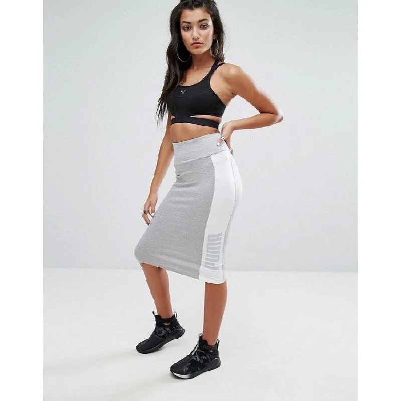 Weekend Style Puma Women's Archive Logo Pencil Skirt Grey Size Medium - M