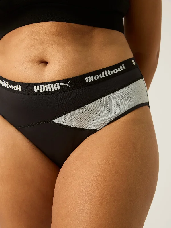 All-Day Style Puma X Modibodi Active Classic Brief Light-Moderate Black/Platinum Grey All-Day Style Puma X Modibodi Active Classic Brief Light-Moderate Black/Platinum Grey