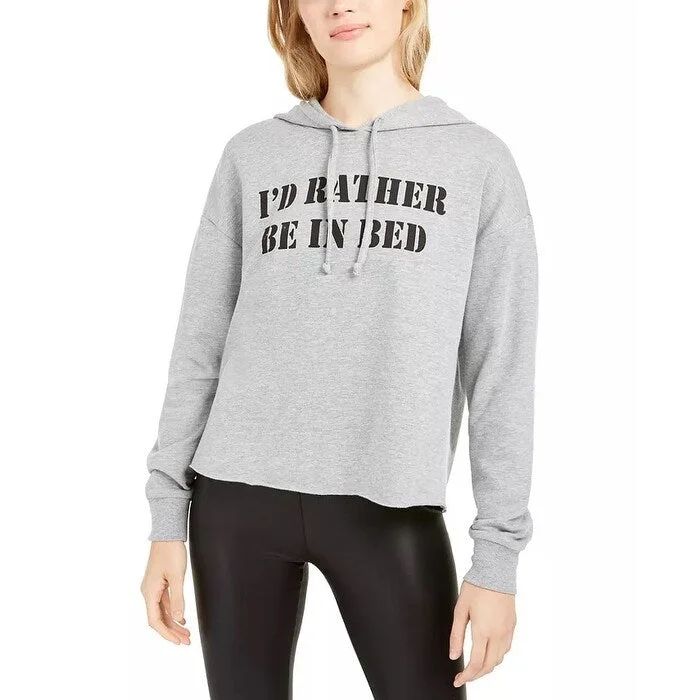 Trendy Comfort Rebellious One Junior's I'dRather Be In Bed Graphic Hoodie Grey Size S - Small Trendy Comfort Rebellious One Junior's I'dRather Be In Bed Graphic Hoodie Grey Size S - Small