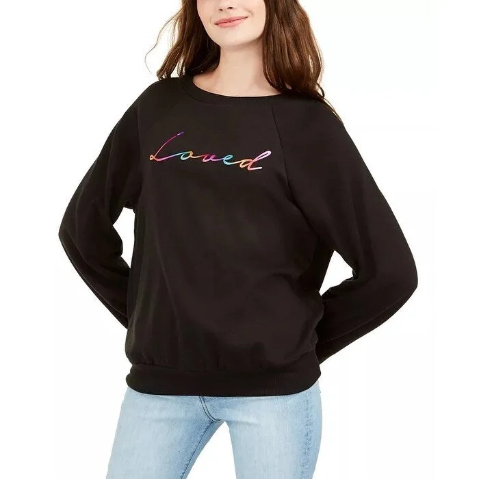 Soft Fabric Looks Rebellious One Junior's Loved Metallic Graphic Sweatshirt Black Size Large Soft Fabric Looks Rebellious One Junior's Loved Metallic Graphic Sweatshirt Black Size Large