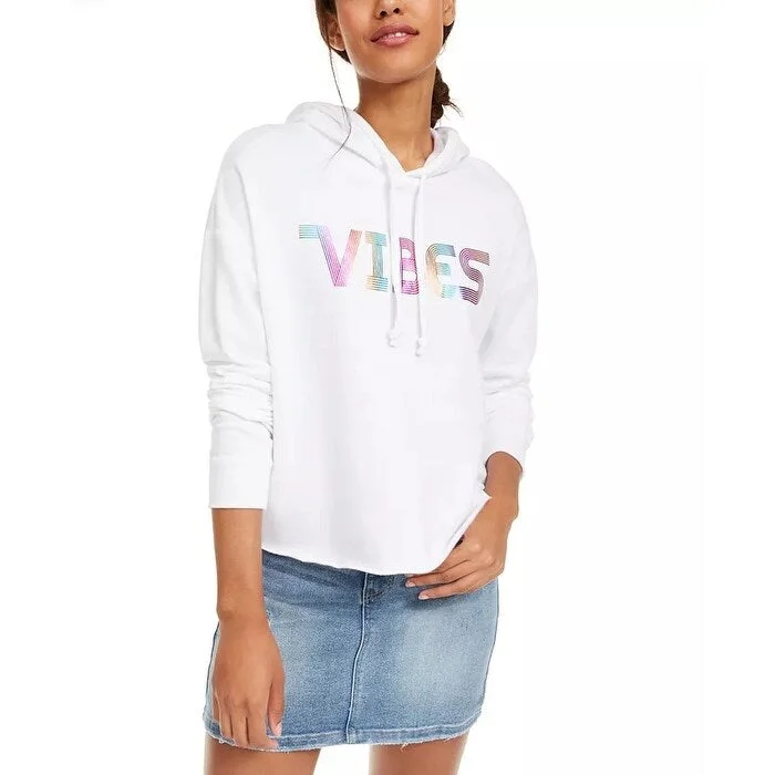 Cozy Fit Rebellious One Junior's Vibes Graphic Hoodie White Size X-Small
