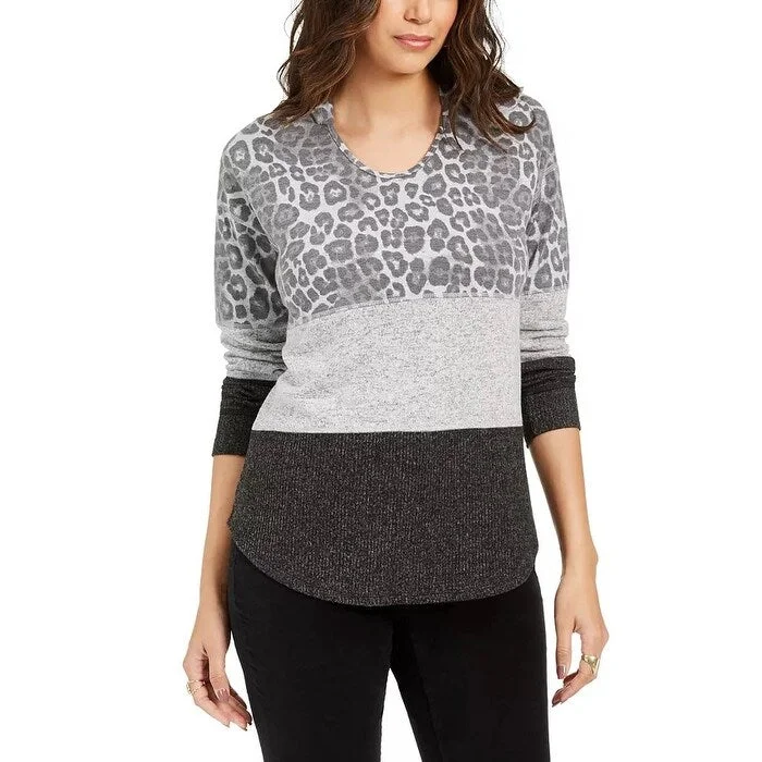 New Season Series Style & Co Women's Colorblocked Hoodie Gray Size Small