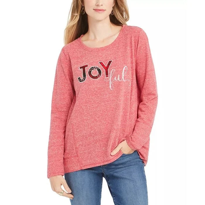 Fashion Touch Style & Co Women's Joyful Graphic Sweatshirt Red Size X-Large