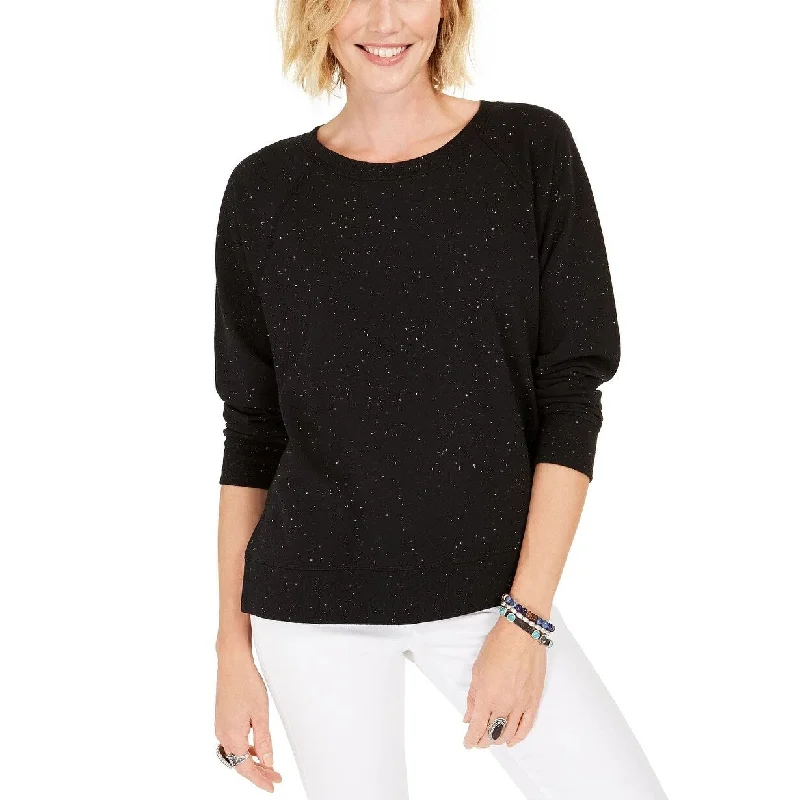 French Retro Style & Co Women's Speckled Sweatshirt Black Size Small