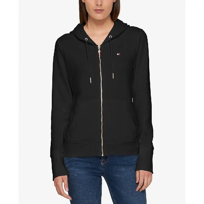 Slim Fit Tommy Hilfiger Women's French Terry Hoodie Black Size XX-Large - XXL