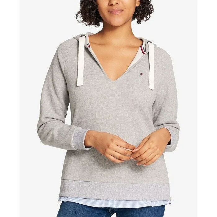 Light Dressing Tommy Hilfiger Women's Layered-Look Hoodie Gray Size X-Large - XL