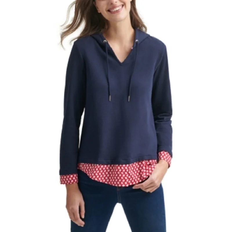 Fresh And Natural Tommy Hilfiger Women's Layered-Look Hoodie Navy Size XX Large - XXL Fresh And Natural Tommy Hilfiger Women's Layered-Look Hoodie Navy Size XX Large - XXL