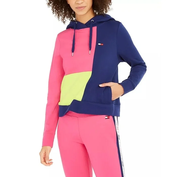 Dessert Matching Tommy Hilfiger Women's Sport Colorblocked Hoodie Blue Size Small