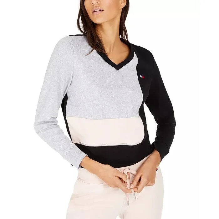 Trendy Wear Tommy Hilfiger Women's Sport Colorblocked Sweatshirt Gray Size X-Large - XL