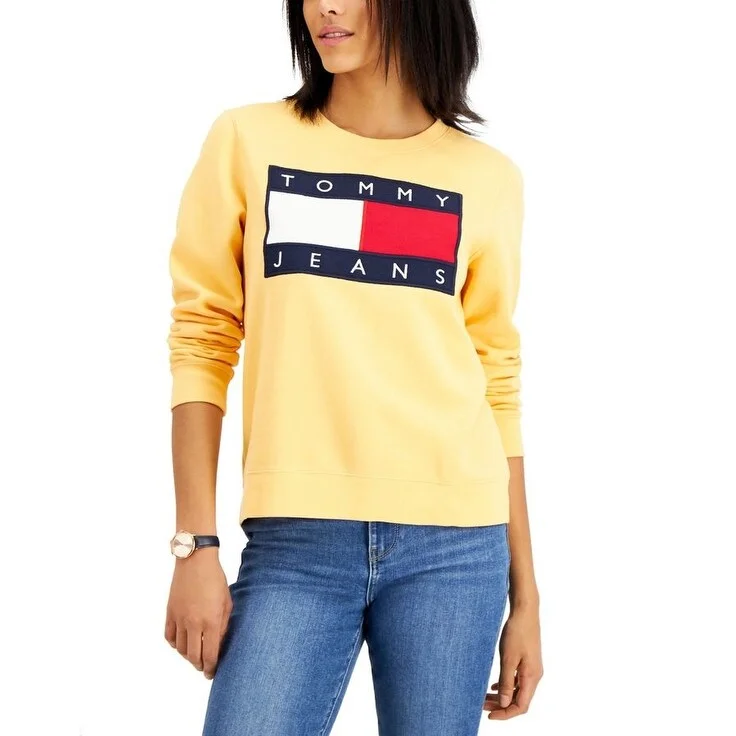 Ultra-lightweight Tommy Jeans Women's Flag Sweatshirt Orange Size Large