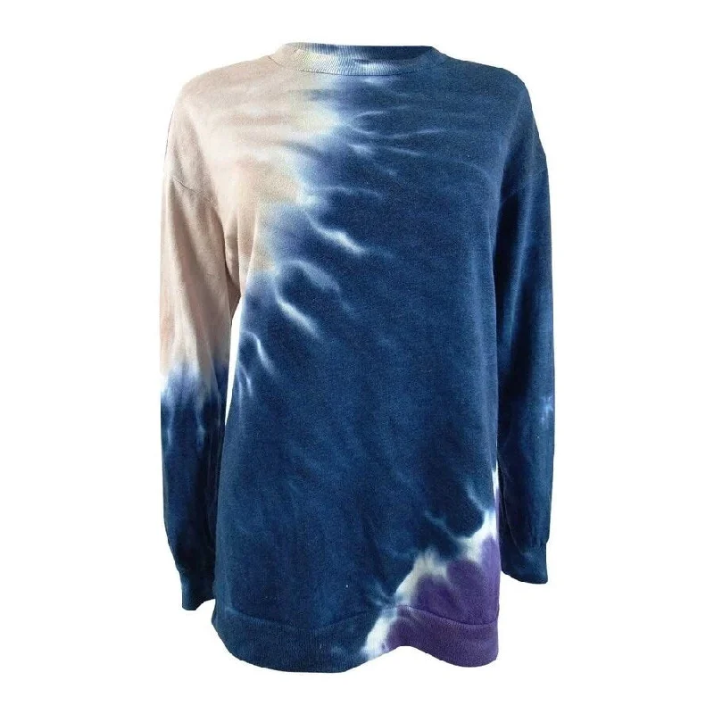 Warm Chic Ultra Flirt Juniors' Tie-Dye Tunic Sweatshirt Dark Blue Size Medium