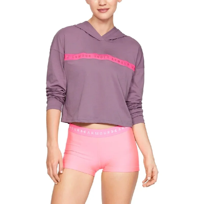 Youthful Under Armour Women's Logo Taped Cropped Hoodie Purpleple Size Large
