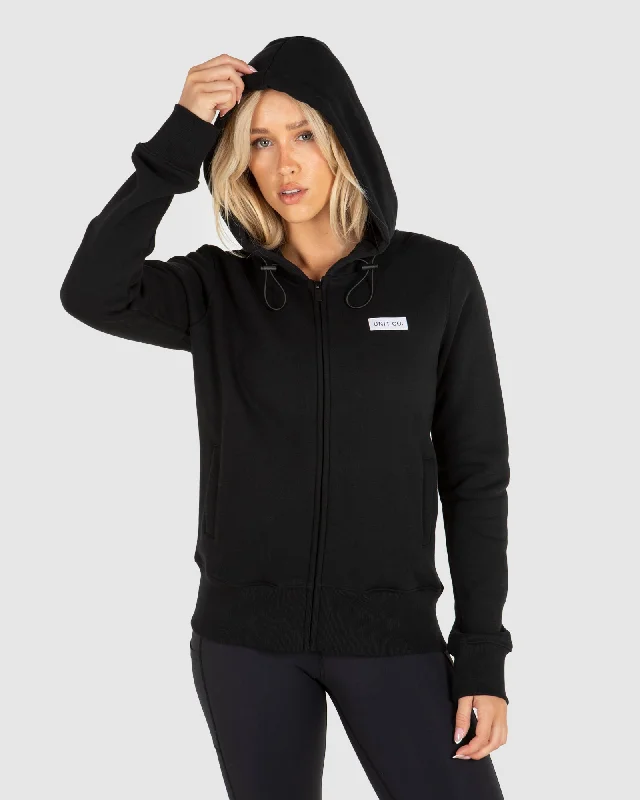 Simple Solid Color UNIT Latch Ladies Zip Thru Hoodie