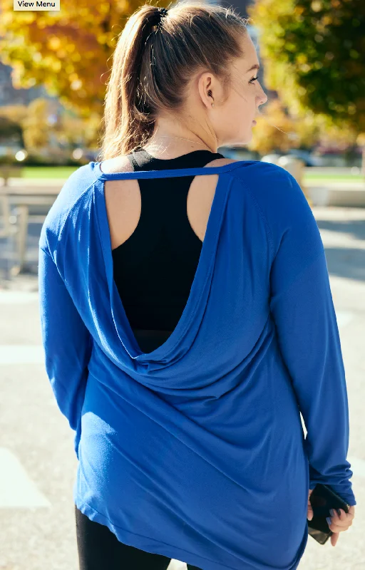 Breezy Comfort Under Control |Women Plus Size Active Viscose Drape Back Long Sleeve Top Breezy Comfort Under Control |Women Plus Size Active Viscose Drape Back Long Sleeve Top