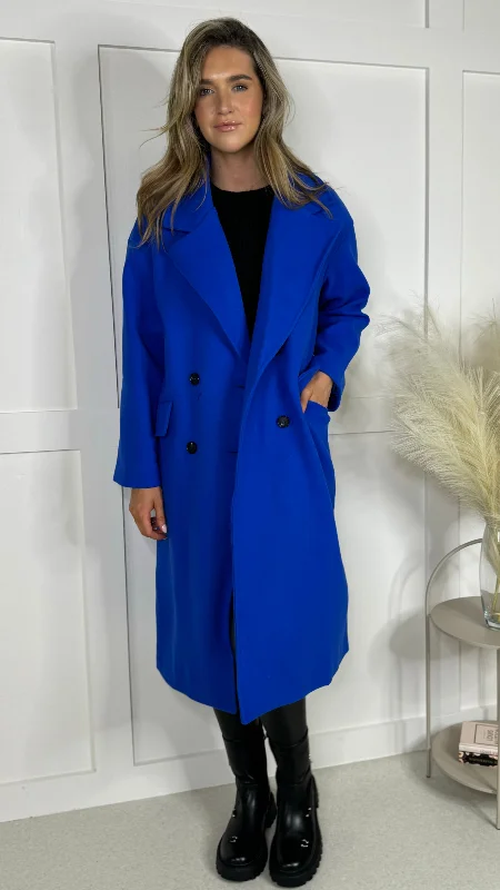 Athleisure Wear Arielle Blue Midi Length Coat