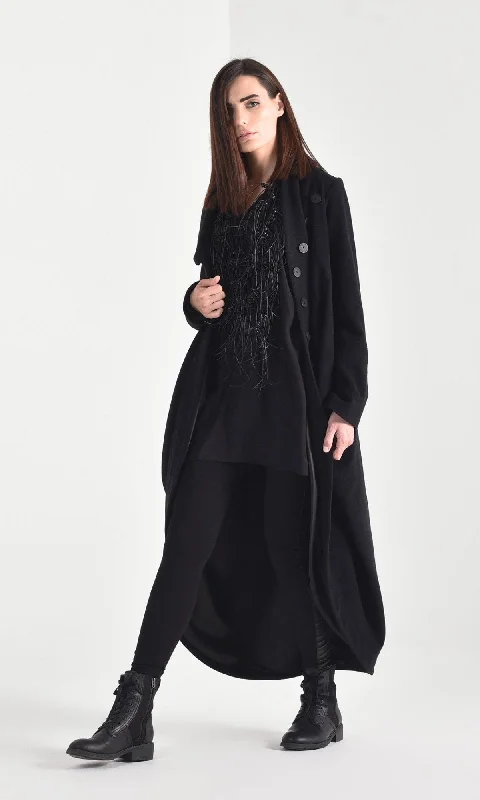 Noble And Elegant Asymmetric Wool Blend Coat