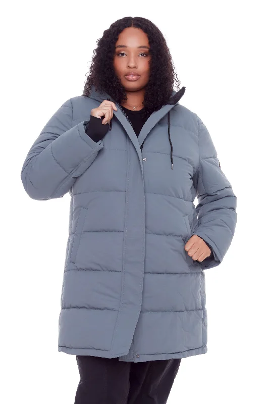 Stylish Sweaters AULAVIK PLUS | WOMEN'S VEGAN DOWN (RECYCLED) MID-LENGTH HOODED PARKA COAT (PLUS SIZE)