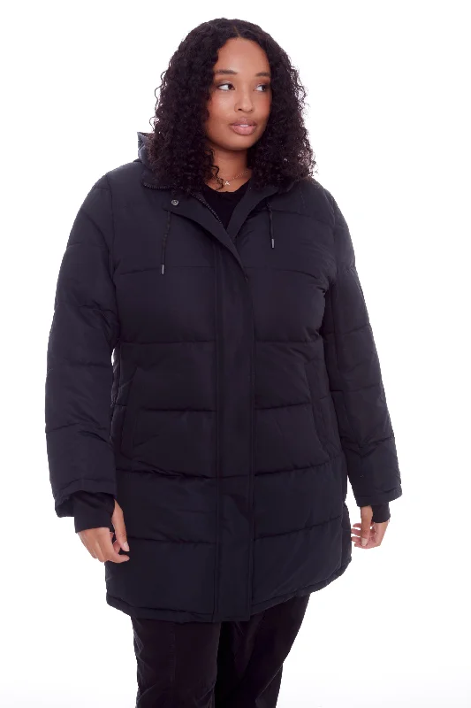 Wool Pants AULAVIK PLUS | WOMEN'S VEGAN DOWN (RECYCLED) MID-LENGTH HOODED PARKA COAT (PLUS SIZE)