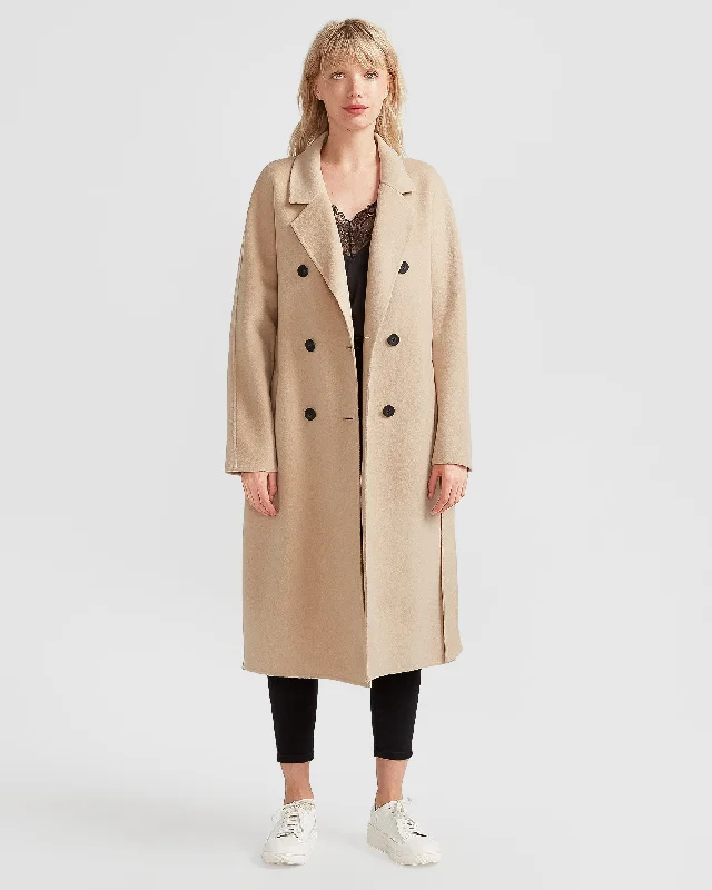 Simple Chic Boss Girl Double-Breasted Lined Wool Coat
