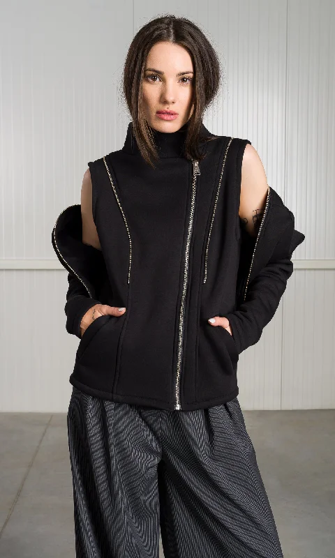 Easy Fashion Cotton Fleece Jacket with Detachable Sleeves