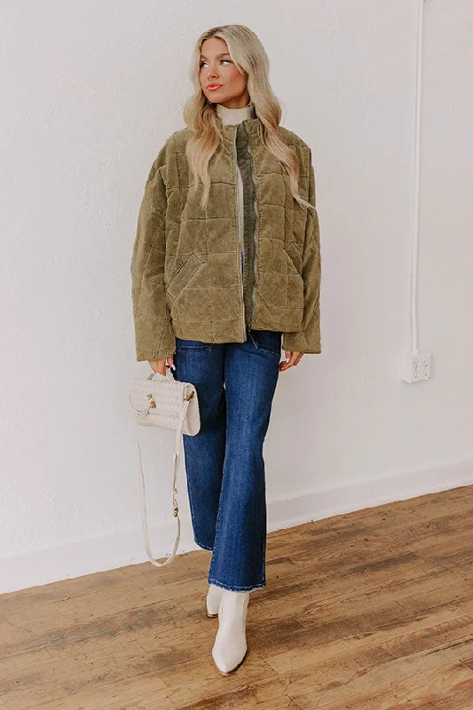 Stylish Jackets Cozy Moment Corduroy Jacket in Sage