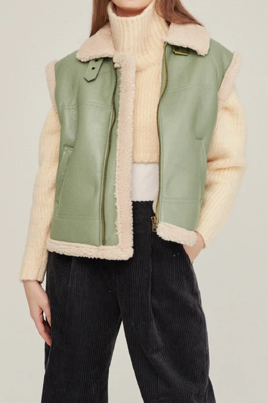 Classic Items Daniela Pleather Shearling Vest
