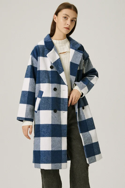 Breathable Comfort Dolly Double Breasted Coat in Plaid