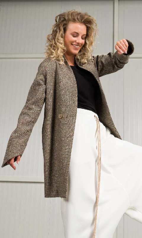Exquisite Details Donegal Tweed Cocoon Coat