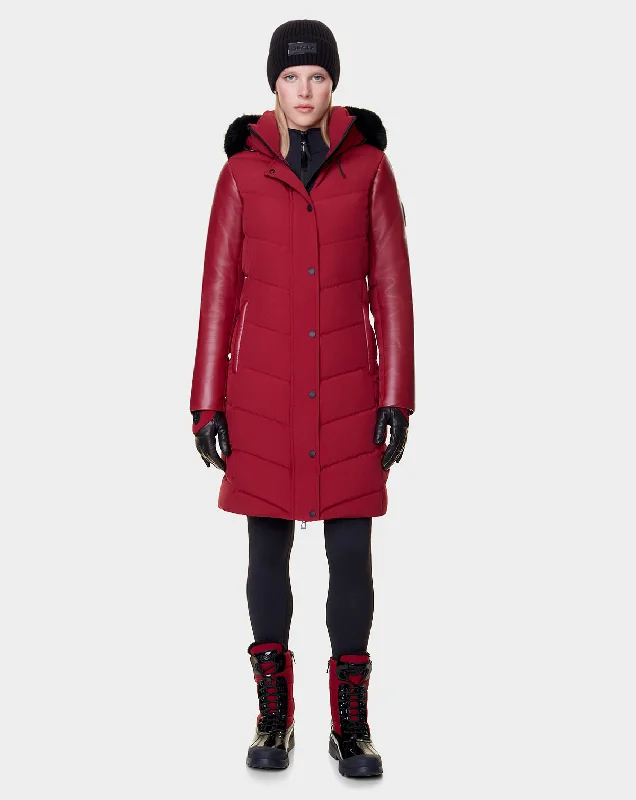 Chic Relaxation ELSA WOMEN'S DOWN PUFFER WITH RECYCLED LEATHER SLEEVES