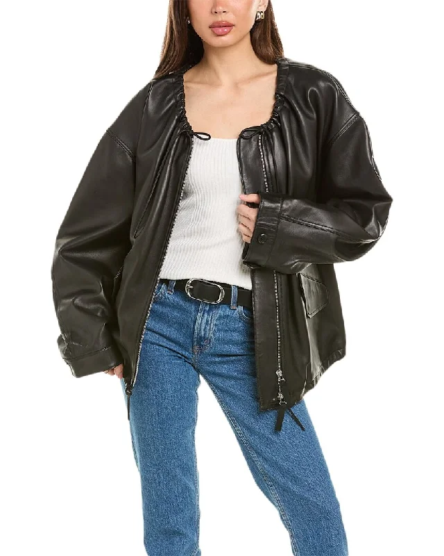 High Street Series Helmut Lang Ruched Leather Jacket