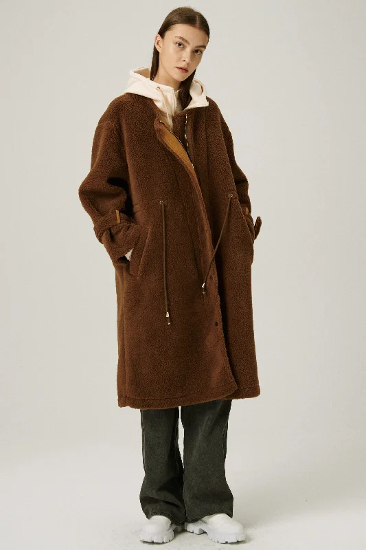 Easy Chic Joe Hood Layered Teddy Coat