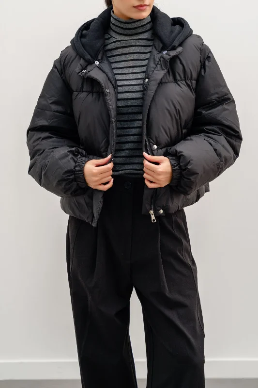 Light Jackets KNIT HOODED PUFFER JACKET
