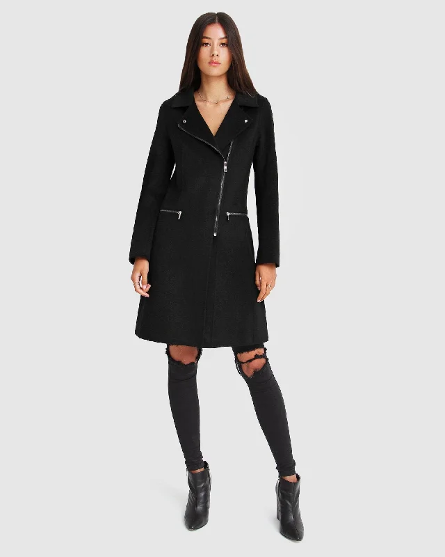 Smart Casual Wear Last Chance Wool Blend Moto Coat - Black