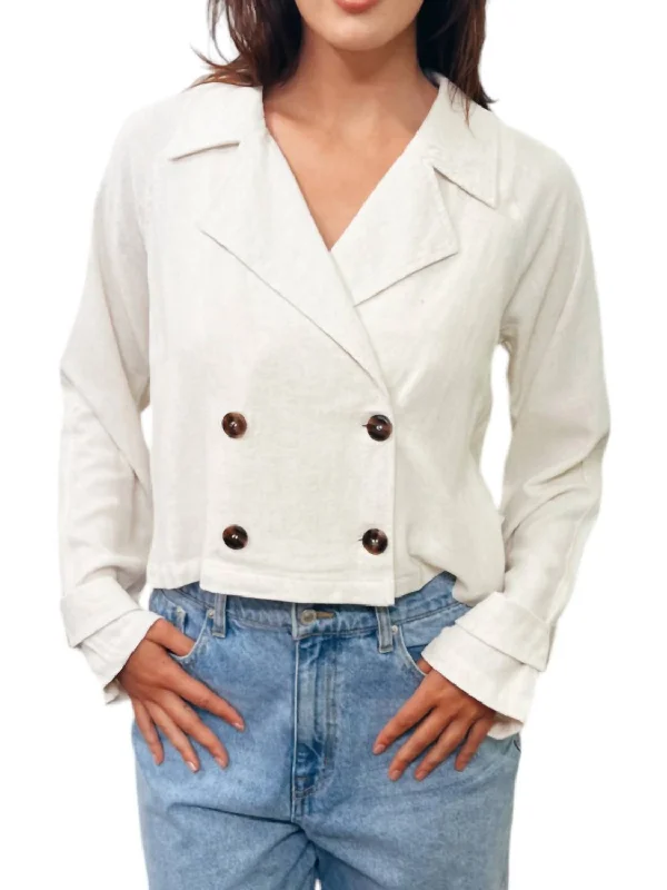 Soft Textures Linen Blend Trench Jacket In Oatmeal