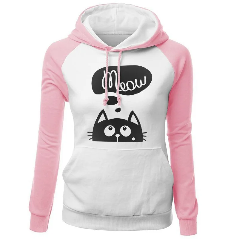 Simple Solid Color MEOW HOODIE