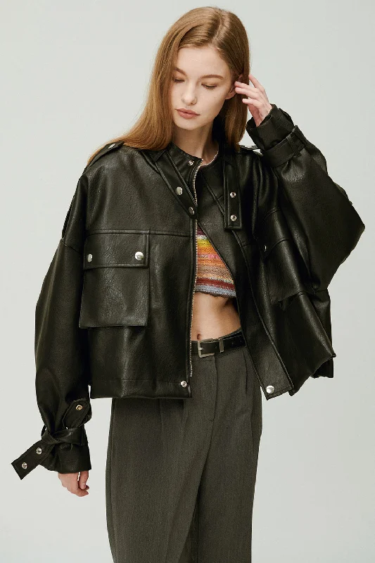 High-end Fabrics Naomi Oversized Pleather Jacket