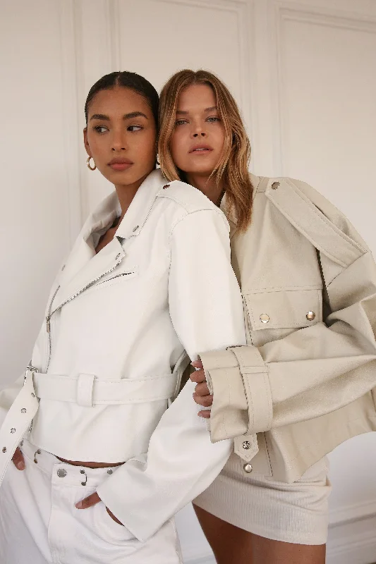 Cool Breeze At Night Naomi Oversized Pleather Jacket