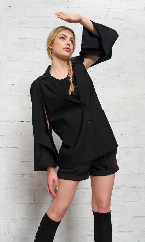 High-quality Fabrics Open Back Blazer with Cut-Out Sleeves