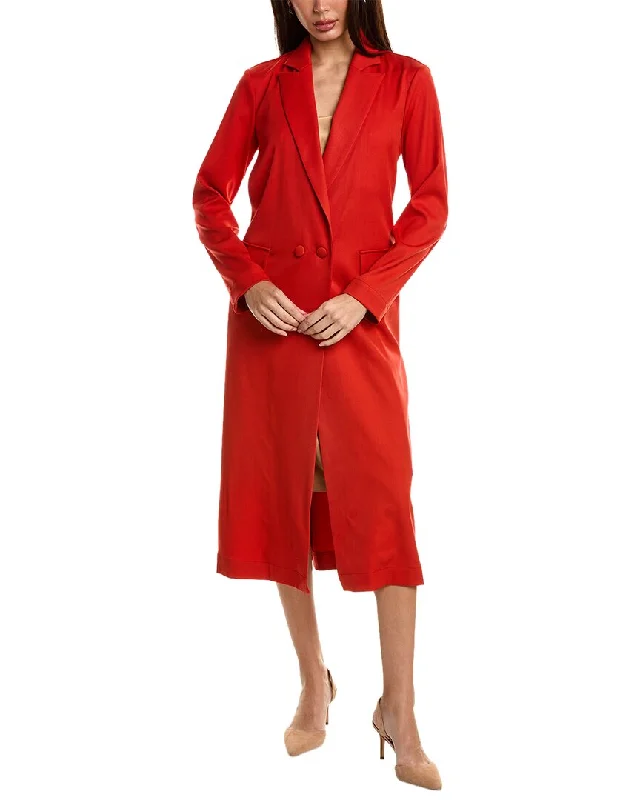 Cozy Fitting Oscar de la Renta Gabardine Wool-Blend Coat