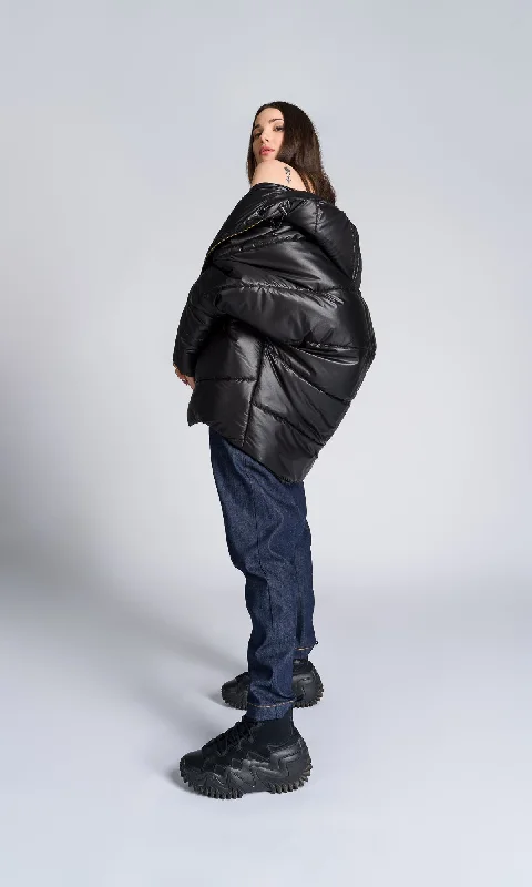 Stretch Design Oversized Quilted Jacket with Drop Shoulder