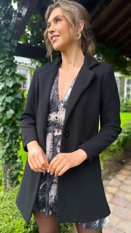 Outdoor Essentials Wear Rosario Black Collared Coat