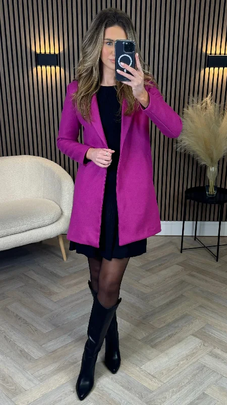 Versatile Style Rosario Purple Collared Coat