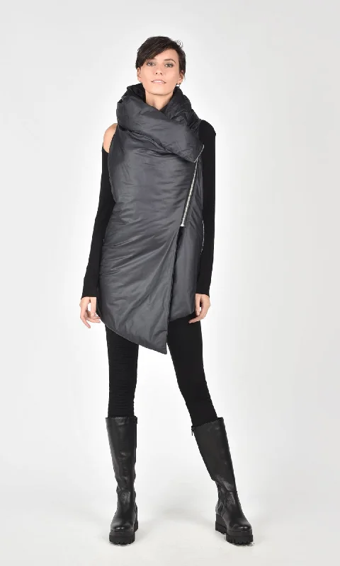 Thin Design Short Quilted Vest with Back Zipper