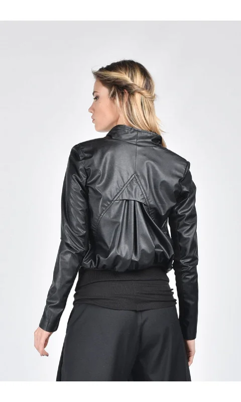 Mid-length Style Short Vegan Leather Jacket