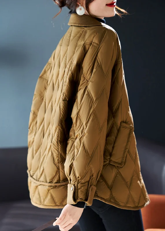 Advanced Customization Stylish Coffee Peter Pan Collar Patchwork Duck Down Down Coat Winter Advanced Customization Stylish Coffee Peter Pan Collar Patchwork Duck Down Down Coat Winter