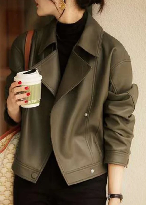 Dressing Tips Stylish Green Peter Pan Collar Patchwork Sheepskin Jackets Fall