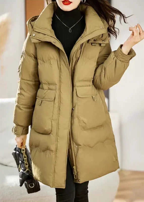 Sports Trend Stylish Yellow Hooded Pockets Patchwork Fine Cotton Filled Coat Winter