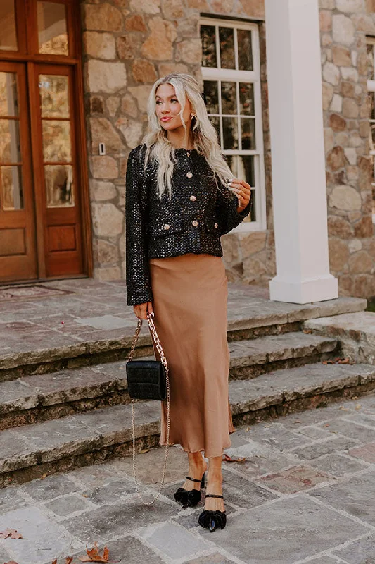 Spring Fashion Subtle Shine Sequin Jacket in Black