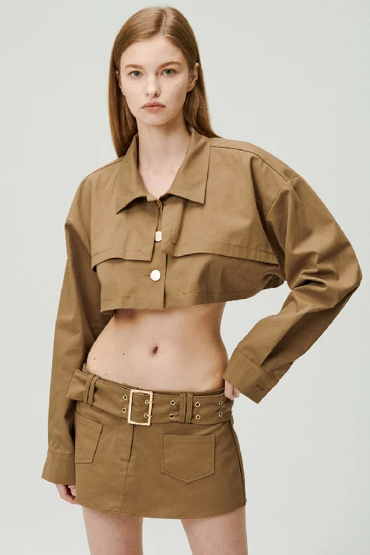 Effortless Comfort Tiffany Cropped Trench Jacket