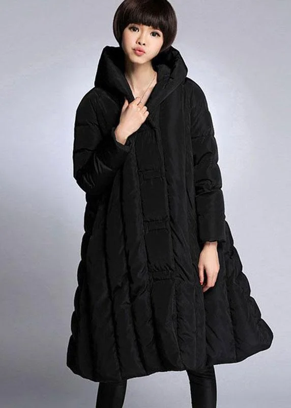 Stylish Ease Trendy Black hooded Pockets Winter Duck Down down coat